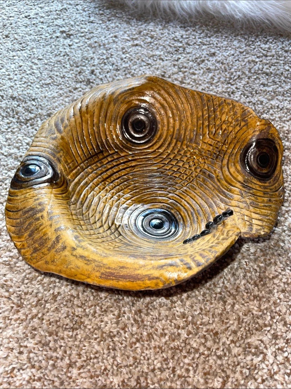 Handmade Pottery - Catchall Bowl - Rustic Yellow-Brown Accent